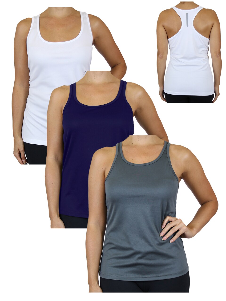 Galaxy By Harvic Women's Moisture Wicking Racerback Tank-3 Pack (S-3XL)